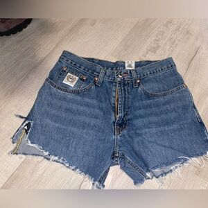 Blue Denim High-Waisted Shorts